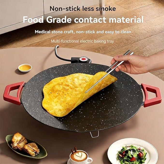 Indoor Grills Electric Smokeless, Smoke-Free Indoor Electric Grill & Non-stick Pan, 11/14 /15 Inch Nonstick Round Pan with Temperature Control, for Steaks, Pancakes, And BBQ (30 cm / 11.81 in)
