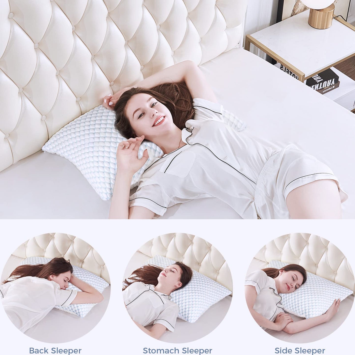 OSBED Cooling Adjustable Shredded Memory Foam Pillows Queen Size Set of 2 - Temperature-Regulating for All Sleepers with Dual Airflow Ventilation(CertiPUR-US & Hypoallergenic & Machine Washable)