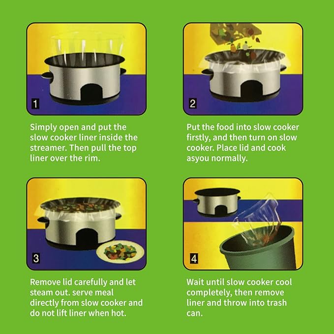 ECOOPTS Slow Cooker Liners Disposable Cooking Bags Small Size Pot Liners Fit 1QT to 3QT Suitable for Oval & Round Pot (10)