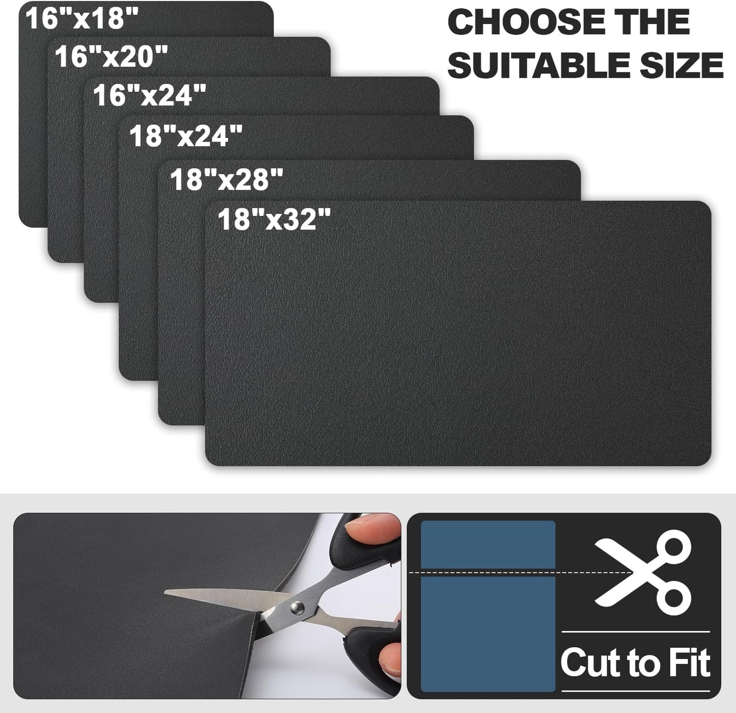 Dish Drying Mat for Kitchen Counter | Coffee Bar Mat for Countertops | Heat Resistant Drainer Mat with Non-slip Rubber Backed | Hide Stain Kitchen Absorbent Draining Mat | Black 16"x24"