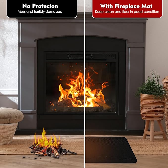 48×30 Inch Hearth Rug Fireproof, Under Grill Mats for Outdoor Grill, Fireproof Rugs for Fireplaces, Grill Mat Oil-Proof Water-Proof Protector for Decks, Patios and Indoor Grill