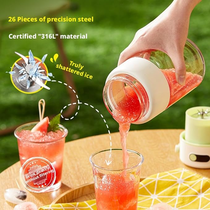 Multifunctional Portable Juicer Cup, Portable Electric Juicer Cup with Zero Cord Hassle, USB-C Rechargeable Travel Juicer for Home, Gym, Office and Outdoor (1200ml, 1)