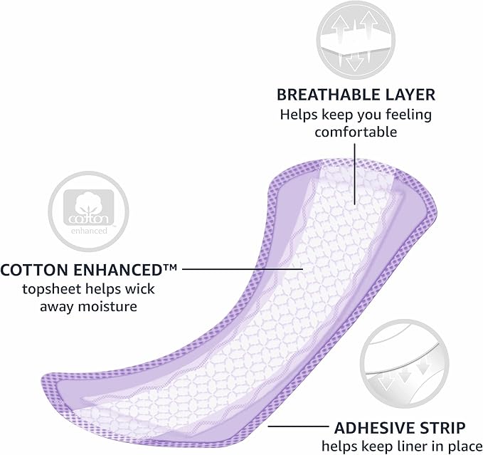 Amazon Basics Daily Pantiliner, Regular Length, Pads for Women, Unscented, 50 Count (Previously Solimo)