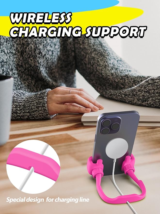 Christmas Stocking Stuffers for Teens Girls Women Cell Phone Holder: Thumbs Up Lazy Phone Holder for Desk Gifts for Adults Kids Teenager Wife Mom Funny White Elephant Useful Trendy Stuff Hot Pink