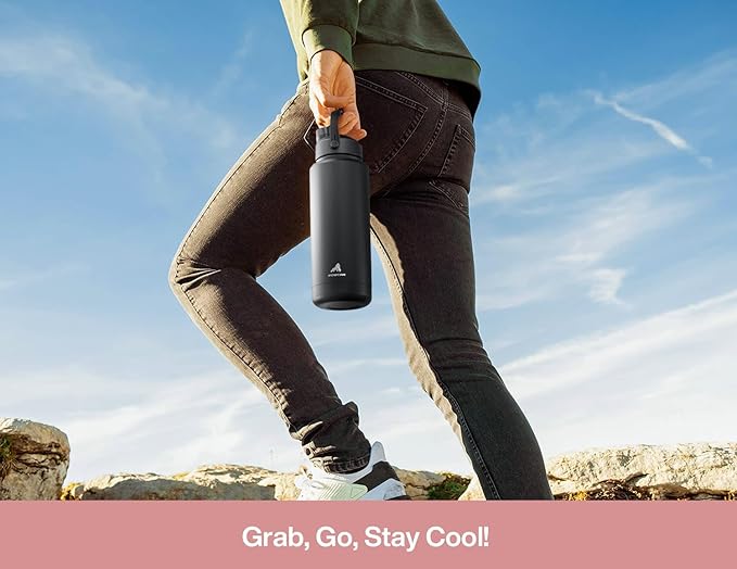 POWCAN 40 oz Insulated Water Bottle with 2-in-1 Straw and Spout Lid, Keep Cold 24H, Leak-Proof, BPA-Free, Double Wall Stainless Steel Water Bottle for Sports, Gym, Travel, Gift, Holiday (Rosy Bouquet)