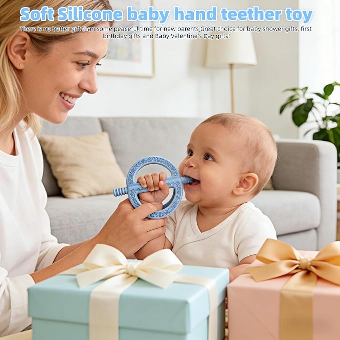 3 Pack Baby Teething Toys - Silicone Baby No-Drop Sensory Teether Toy Wrist Hand Teethers for Teething Relief, Food-Grade Newborn Essentials Chew Toys for Sucking Needs 0-12 Months