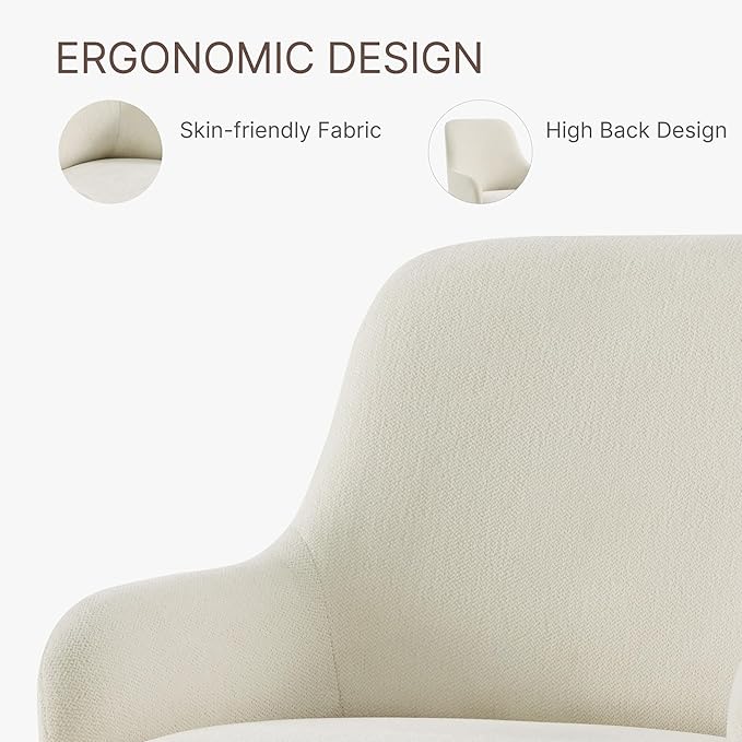 Swivel Dining Chairs Set of 4, Mid Century Modern Chairs Fabric Upholstered Armchair with Armrest & Ergonomic Backrest for Dining Room, Kitchen, Bedroom, Living Room, Linen, 4 Boxs