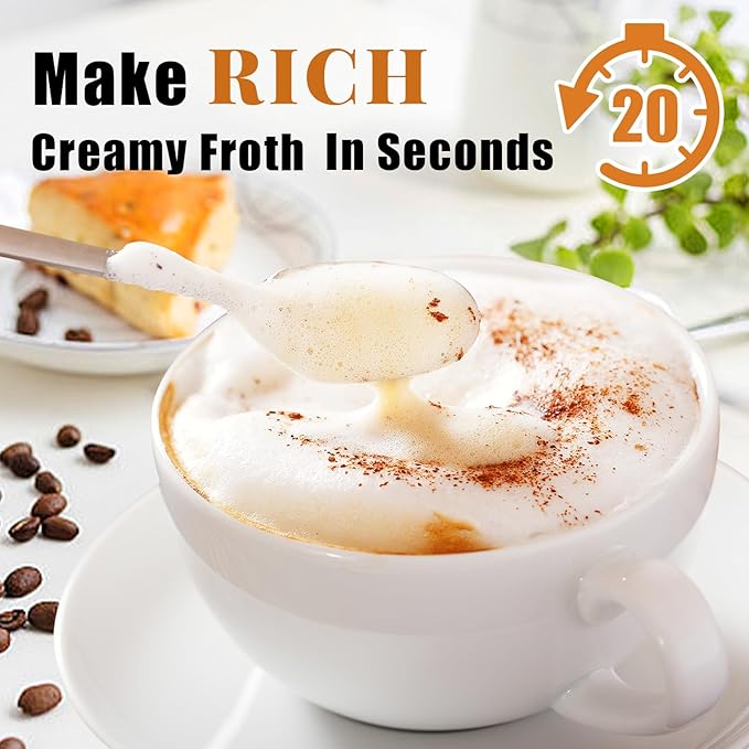 Nahida Granite Green Milk Frother Wand for Coffee, Frother Handheld Rechargeable Electric Whisk with 3 Heads 3 Speeds Drink Mixer Coffee Frother Foam Maker For Latte, Cappuccino, Hot Chocolate, Egg