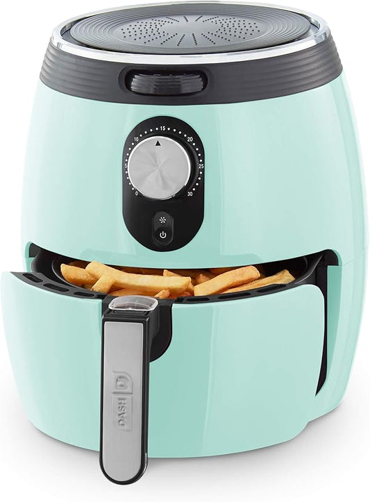 Dash Deluxe Air Fryer -Has AirCrisp® Technology - Adjustable Temperature Control & Auto Shut-Off Feature - Compact Nonstick Basket - 3 Quarts - Aqua