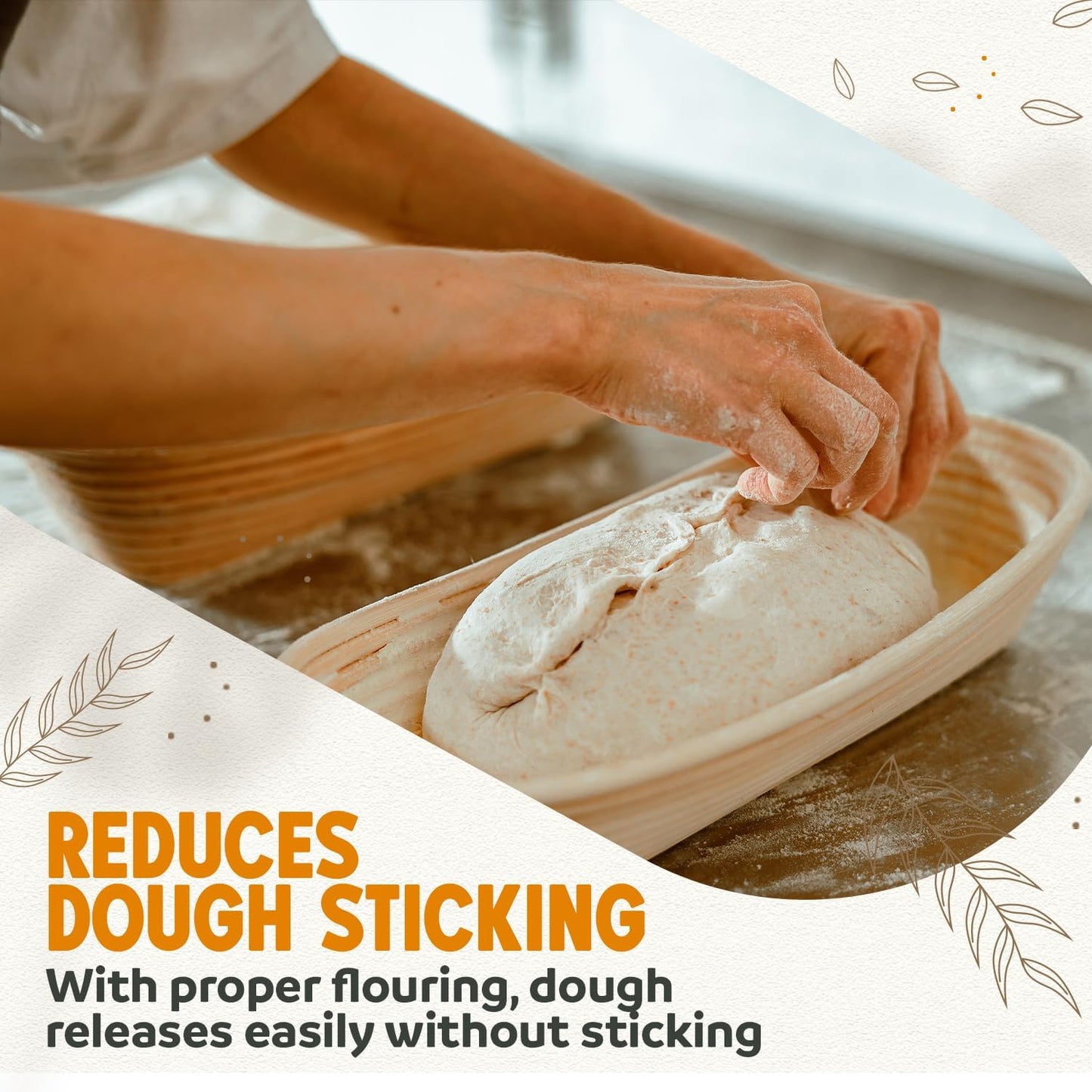 Banneton Bread Proofing Basket Sourdough Proofing Basket for Beginners & Professional Bakers, Handwoven Rattan Cane Bread Maker for Artisan Breads, 10 x 3.5 Inch, 2-Pound Round Brotform