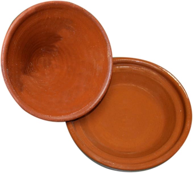 Treasures Of Morocco Moroccan Cooking Tagine 12 inches Brown Clay Round Handmade Safe Traditional