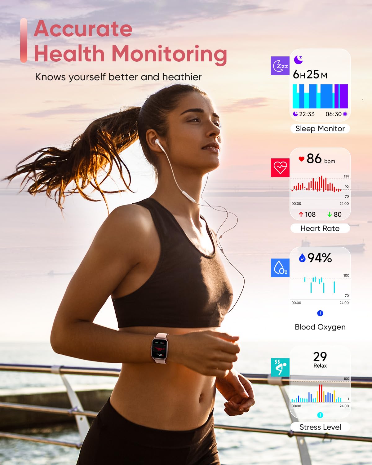 Fitpolo Smart Watch for Women Android & iPhone, Alexa Built-in [1.8" HD Screen] IP68 Waterproof Fitness Watch with Bluetooth Call (Answer/Make), Heart Rate/Sleep/SpO2 Monitor, 105 Sports Trackers