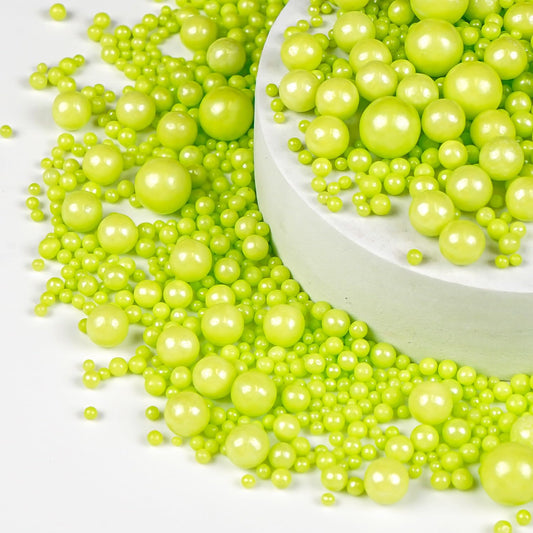 Christmas Green Pearl Sprinkles, Edible Candy Sugar Pearls, 150g/5.29oz, Mix Size, Cake Decorations & Cupcake Toppers, Wedding Party, Easter, Valentine's Day, Christmas Supplies