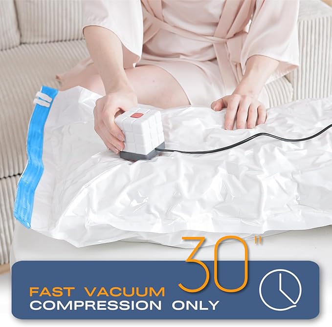 Vacuum Storage Bags for Clothing, 8 Large Vacuum Seal Bags Space Saver for Clothes, Comforters, Blankets, Bedding, Vacuum Sealer Bags with Electric Pump (2025 Upgrade)
