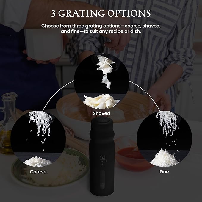 Grater Rain Cheese Grater, Heavy Duty Electrical Cheese Grater for Kitchen with 3 Interchangeable Blades, Dishwasher & Refrigerator Friendly Easy to Use Cheese Shredder