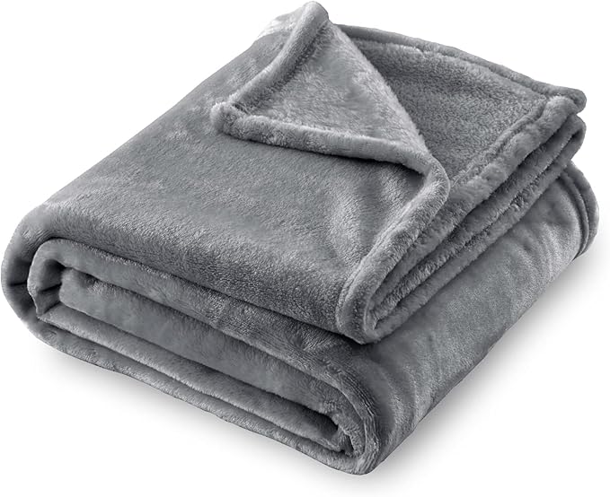 SOCHOW Flannel Fleece Blanket Throw Size, All Season Lightweight Super Soft Cozy Blanket for Bed or Couch, Grey, 50x60 inches