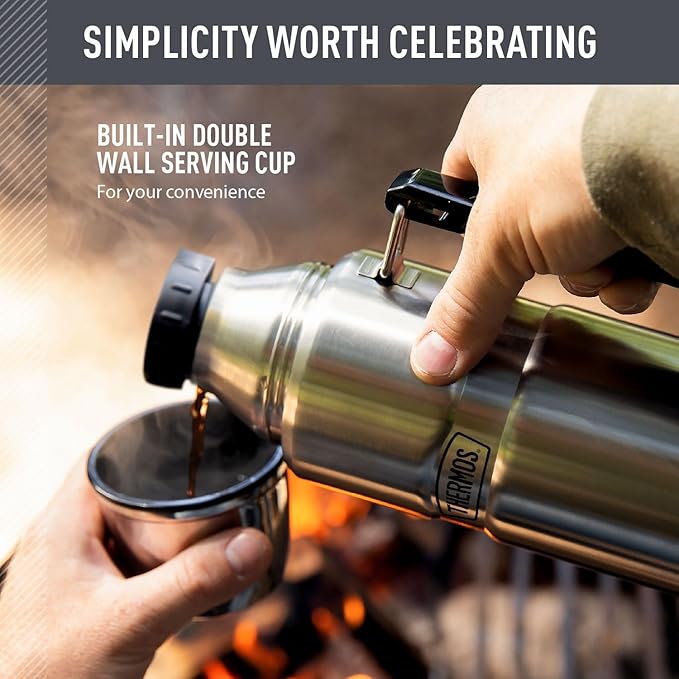 THERMOS Stainless King Vacuum-Insulated Beverage Bottle, 40 Ounce, Matte Stainless Steel