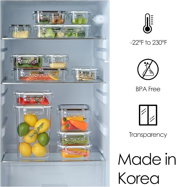 Airtight Food Storage Container With Lid (91.3oz) BPA-Free | Meal Prep | Microwave, Freezer and Dishwasher Safe | Leak-Proof | Kitchen Fridge Organizer Boxes | Fresher Food