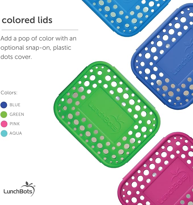 LunchBots Medium Uno Stainless Steel Sandwich Container - Open Design for Wraps - Salads or a Small Meal - Eco-Friendly - Dishwasher Safe and BPA-Free - Pink Dots