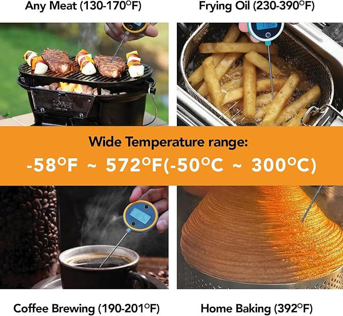 Pocket Pro 1-Second Instant Read Digital Meat Thermometer Rechargeable for Grilling, Food, BBQ, Kitchen Cooking, Oil Deep Frying & Candy (Iced Mango)