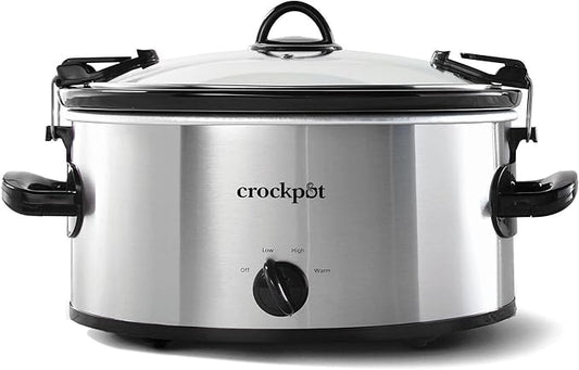 Crock-Pot SCCPVL600S Cook' N Carry 6-Quart Oval Manual Portable Slow Cooker, Silver