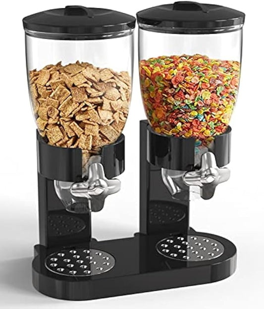 Dual Food Dispenser - Dry Food Dispenser Perfect As A Candy, Nuts, Rice, Granola, Cereal & more Dispenser. Dispenses 1 Ounce Per Twist! Stores Food, and Keeps Your Food fresh!