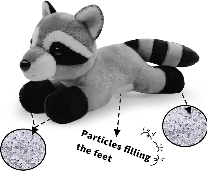 Raccoon Stuffed Animal for Kids,8 inch Realistic Animal Plush Toy Lying Down Posture Animals,Plush for Boys Girls Adult Birthday Hug Teaching(S-Raccoon)