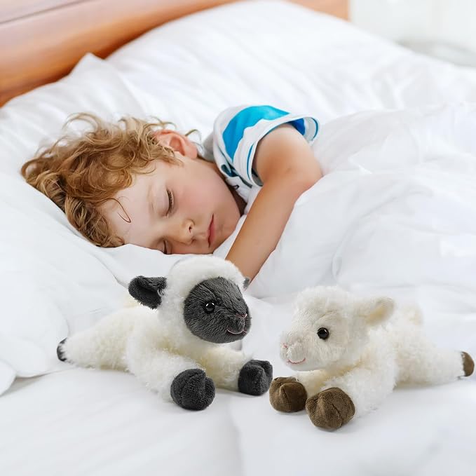 Sheep Stuffed Animal for Kids,8 inch Realistic Animal Plush Sheep Toy Lying Down Posture Animals,Plush Lamb for Boys Girls Adult Birthday Hug Teaching(S-Black Sheep)