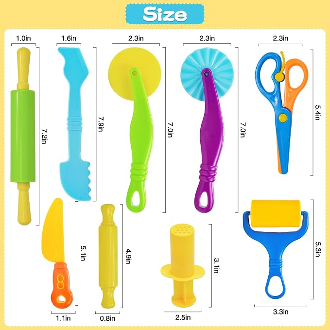 LCY WEDSHI Dough Tool Set, 47 Pcs Dough Tools Sets for Kids Ages 4-8, Dough Accessories Includes Animal Molds, Cutters Roller, Rolling Pins, Safety Scissors, Plastic Knife
