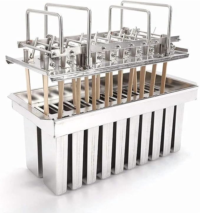 Ecozoi Stainless Steel Popsicle Molds, 20 Piece Set with Standing Rack, 50 Reusable Bamboo Sticks, 40 Silicone Sleeves, Plant Based Cleaning Brush