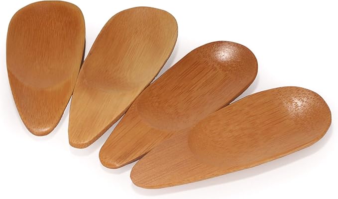 BambooMN - 4" Small Solid Bamboo Oval Scoop, 100pcs