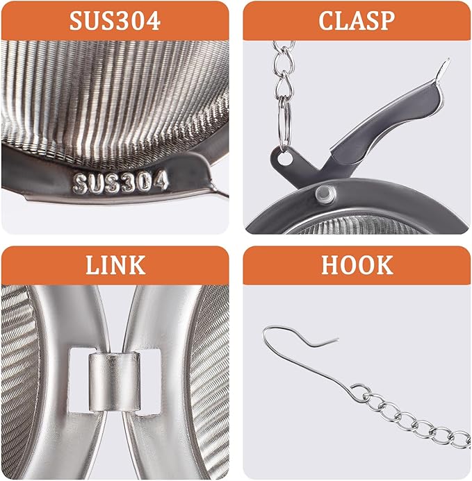 304 Stainless Steel Tea Strainers for Loose Tea Infuser Ball, Extra-Fine Mesh Tea Ball, Tea Holder Loose Leaf Tea Steeper, Tea Diffuser for Rooibos, Black Tea, Herbal & Spices (Small x 3)