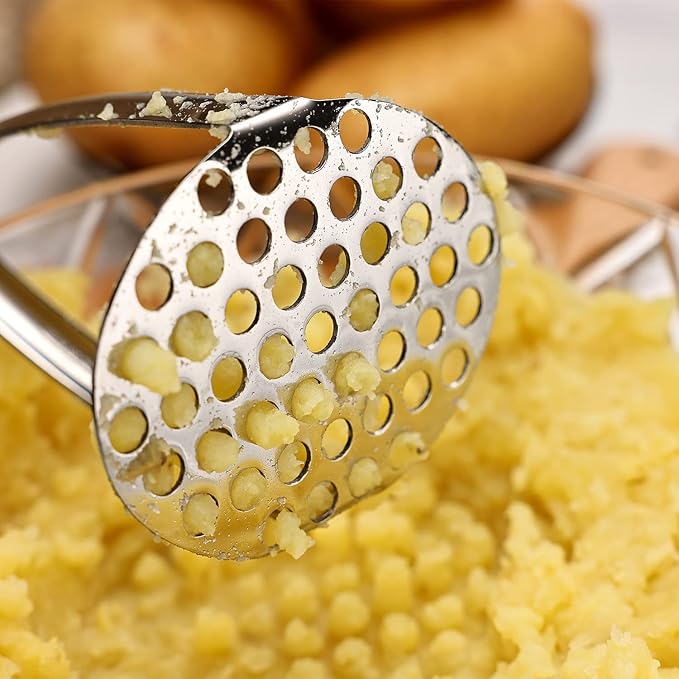 Joyoldelf Heavy Duty Potato Masher, Stainless Steel Integrated Masher Kitchen Tool & Food Masher/Potato Smasher with Non-slip Handle, Perfect for Bean, Vegetable, Fruits, Avocado, Meat