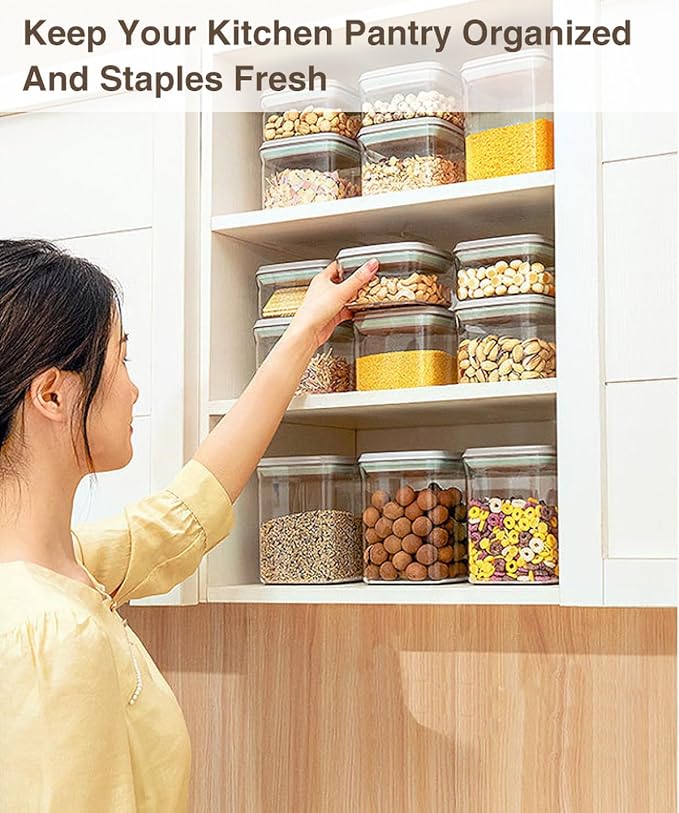 Pop Food Storage Containers Airtight Food Storage Containers Set with Lids Kitchen Pantry Organization and Storage, Stackable, BPA Free, 3 x 1.2Qt
