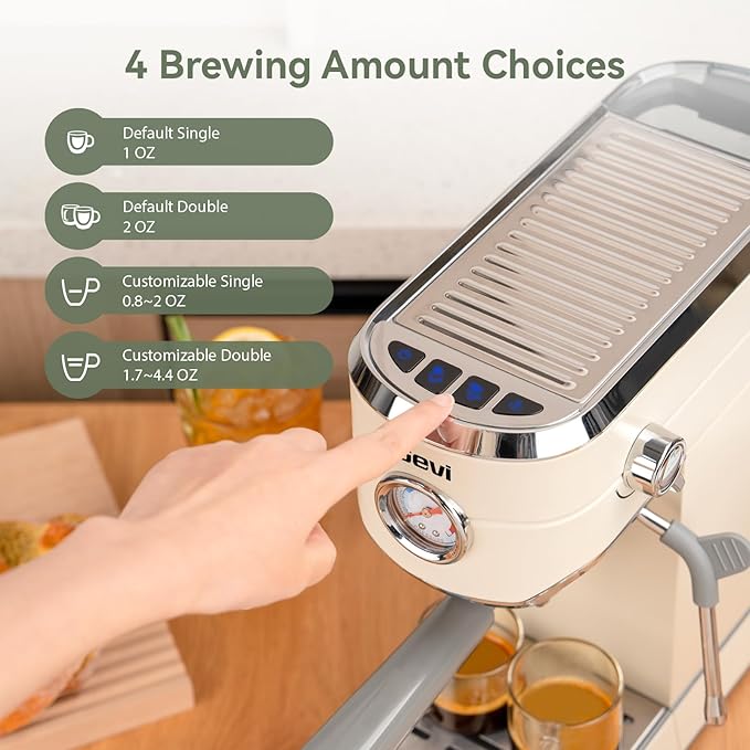 Gevi Espresso Machine 20 Bar with Grinder, Professional Espresso Maker with 35 Precise Grind Settings Burr Coffee Grinders Combos, Super-Automatic Espresso Machines, Ideal for Coffee Lover