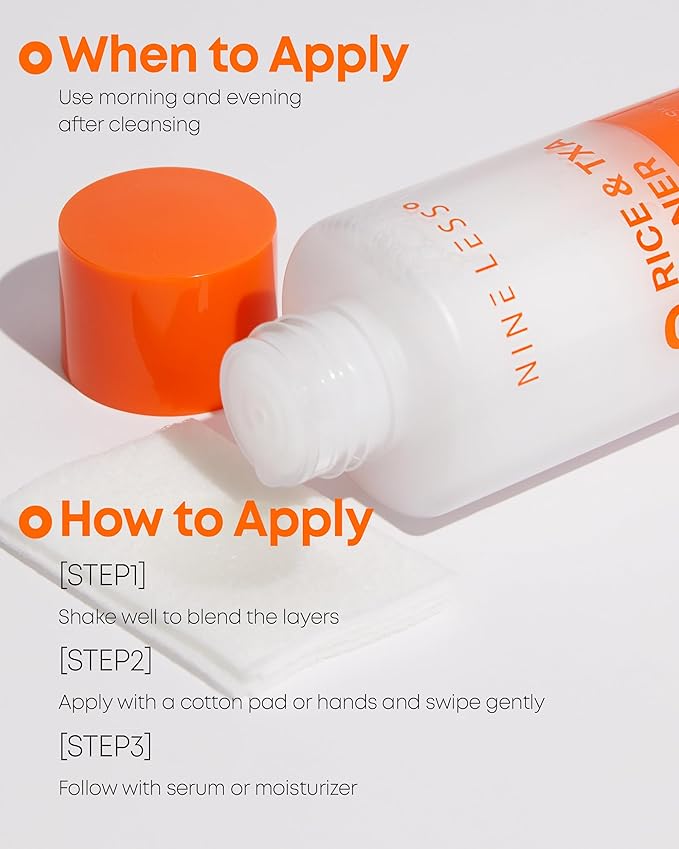 NINELESS Mela-Pro Rice & TXA Toner - Niacinamide and Glutathione - Soothing & Moisturizing - Korean Skincare, 6.76 fl.oz.