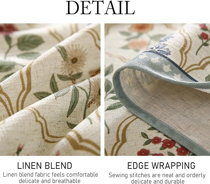 ISAENNE Designer Linen Tablecloth Rectangular,Western Colorful Floral Indoor Table Cloth,Wrinkle Resistant Decor Tablecloths for Dining Thanksgiving Kitchen Christmas,55"*87"-Serenity B