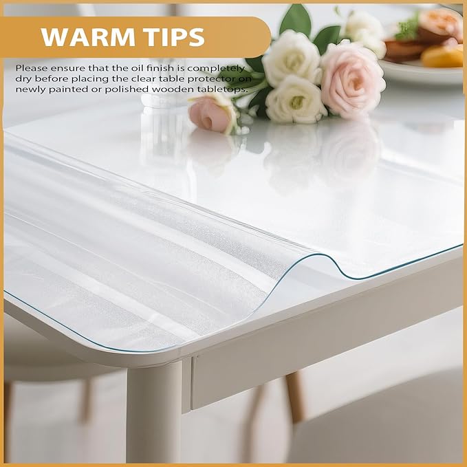 Frosted Table Protector 42 x 78 Inch, 1.4mm Thick Waterproof PVC Plastic Table Cover, Durable Table Pad for Dining Room, Kitchen, Writing Desk, and Coffee Tables