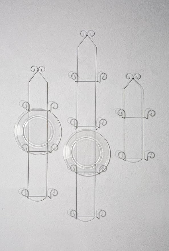 Tripar 3 Tier Vertical White Plate Rack for Collectible Plates, Plaques, Dishes, & China