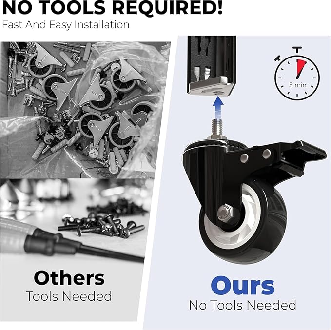 HOMEDANT House 5-Tier Metal Rolling Cart Shelf Rack Casters Heavy Duty Laminated Wheel Shelving Unit Adjustable Utility Storage Shelves Organizer Shelf Kitchen Garage 36.2" W x 16.5" D x 69.5" H 4Pack