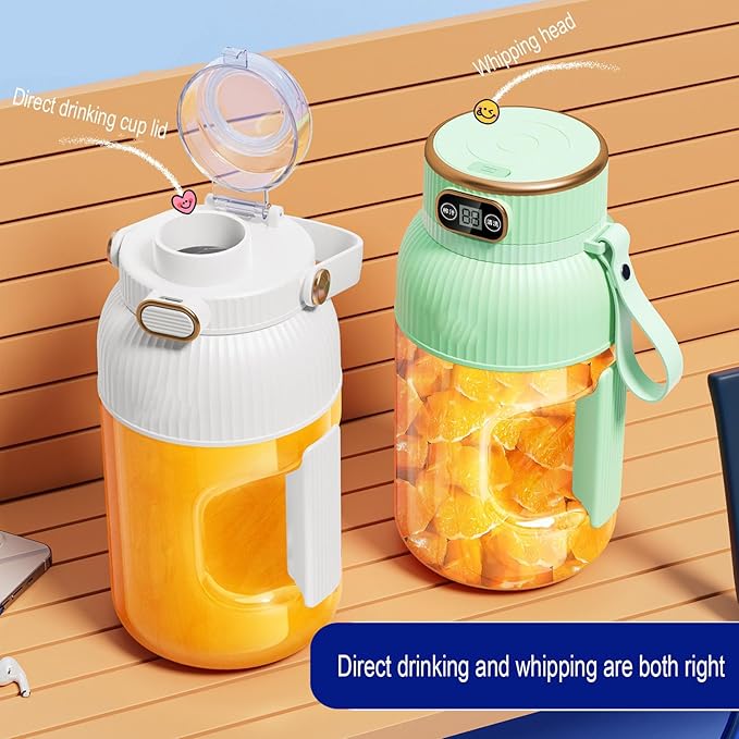 Large-capacity personal size blenders, powerful motor driving ten-blade cutter head, dual large-capacity batteries, TYPE-C fast charging head, 40Oz (1200ml) large capacity (white)