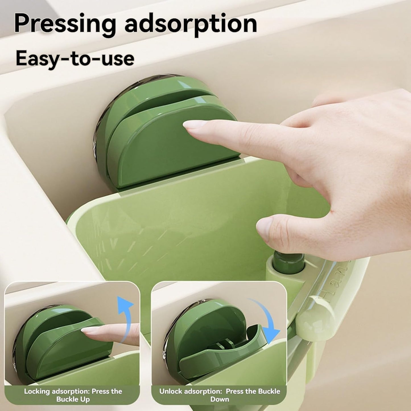 Suction Cup Sink Corner Rack, Triangular Suction Cup Corner Sink Caddy, Kitchen Sink Drain Strainer Basket for Kitchen Bathroom Dishware (Orange+Green)