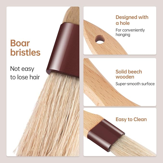 Pastry Brushes for Baking Basting Brush with Boar Bristles and Beech Hardwood Handles Culinary Oil Brush for Barbecue Butter Grill BBQ Sauce Baster Marinade Kitchen Food Cooking Brushes (1.5 inch)