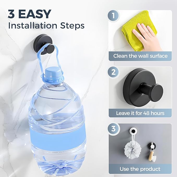 Suction Cup Hooks for Wreaths on Glass, 2025 New No Drill Suction Cup Hooks for Shower, Wreath Hanger Holder for Front Door, Upgraded Towel Hooks for Window Bathroom Mirrors (1, Black White)