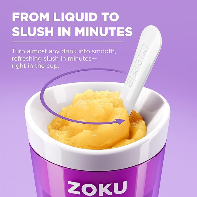 ZOKU Original Slush and Shake Maker, Compact Make and Serve Cup with Freezer Core Creates Single-Serving Smoothies, Slushies and Milkshakes in Minutes, BPA-free, Orange