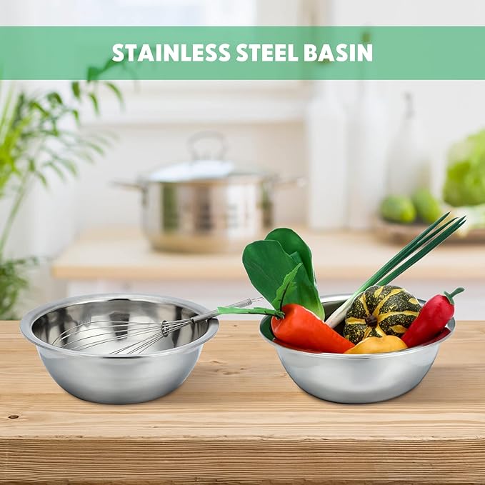 Pinkunn 12 Pcs Stainless Steel Mixing Bowls, Nesting Metal Salad Prep Bowls Bulk Reusable Baking Food Container Large Medium Small for Kitchen Hotel Restaurant Cooking, Silver (8.66 x 3 Inch)