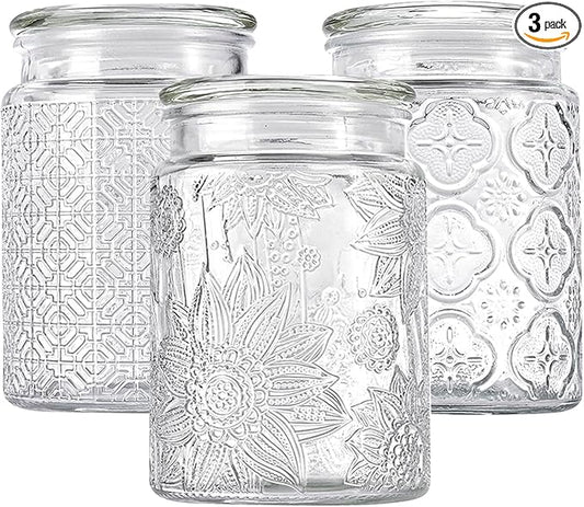 Adodeen 24oz Wide Mouth Mason Jars, 3-Pack Glass Jars With Lids, Pickle Canning Jars For Candy, Sugar, Coffee, Tea, Spice, Cookie, Dishwasher Safe
