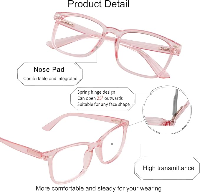 YEIN Bifocal Reading Glasses with Blue Light Blocking Lenses, Bifocal Reader for Women, Vintage Square frame with Spring Hinge (+0.00/+1.50 magnification)