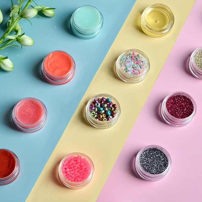 50 Pack 5 Gram 0.17OZ Clear Plastic Containers with Lids, Small Round Cosmetic Jars Makeup Travel Containers Jar for Cream, Bead, Eye Shadow, Samples, Jewelry, Lotions, Powders, Glitters Lip Gloss