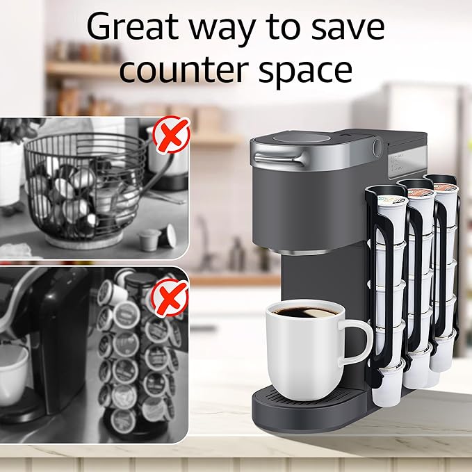 K Cup Holder for Keurig: Coffee Pod Holder for Counter Small Space - Kcup holders for Wall Mount (2, Black)
